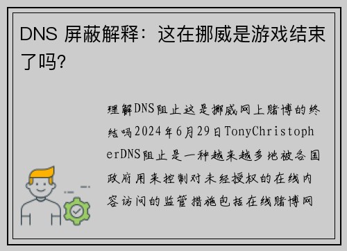 DNS 屏蔽解释：这在挪威是游戏结束了吗？